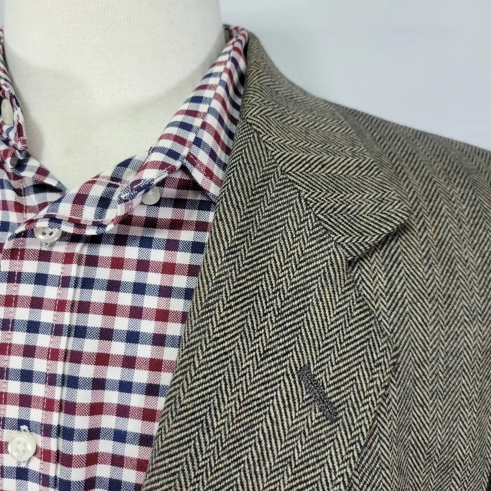 Sterling & Hunt Men's Tweed Sport Coat Blazer‎ Brown Herringbone Size About 44R